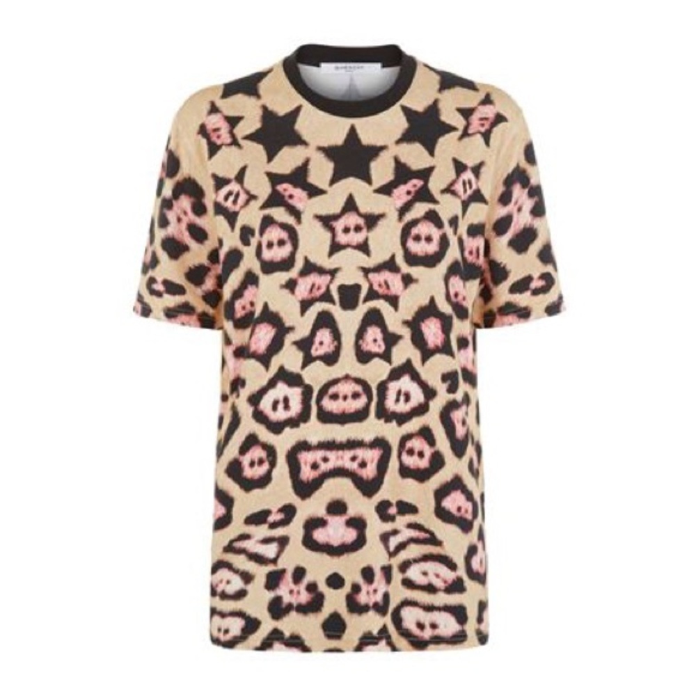 Givenchy Men’s Leopard Star Graphic Tee Shirt Luxury Designer Streetwear RARE
